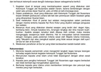 Keputusan Komisi Fatwa MUI Jawa Timur Tgl 17 Pebruari 2022  Tentang “Ritual Maut” Kelompok Tunggal Jati Nusantara